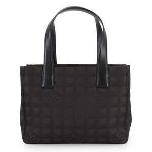 CHANEL New Travel Line Tote PM Bag, Nylon Jacquard Leather, Dark Brown and Bl...